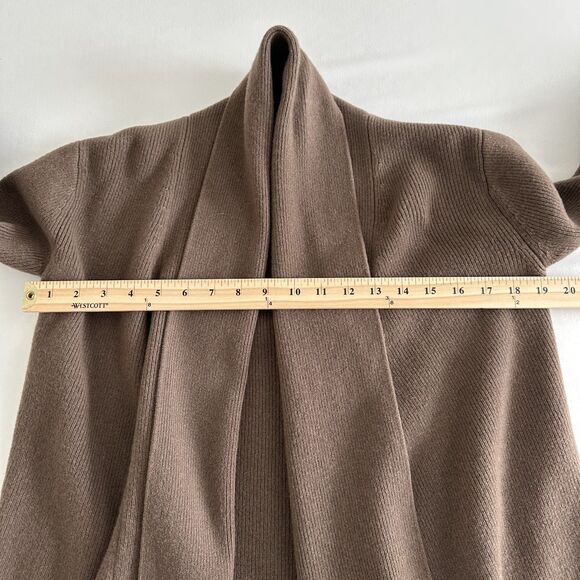 Theory Cashmere Wool Cardigan Sweater Womens Small Brown Rib Knit Open Front - Picture 8 of 10